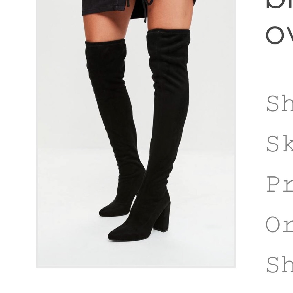 black faux suede over the knee boots